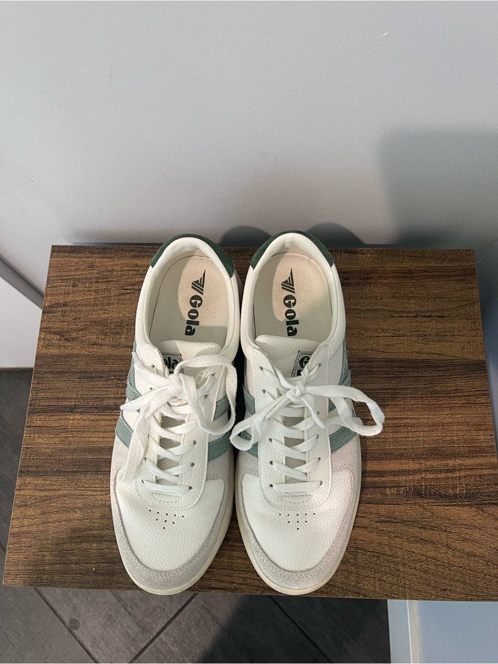Gola Women's White Sneaker with Green & Pink accents